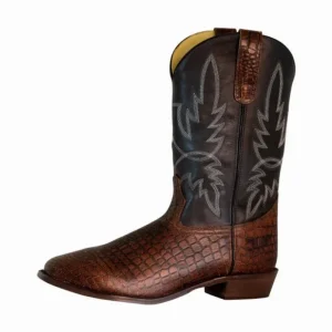 Men's Wide Square Toe Western Boots - Durable Cowboy Boots with Rubber Outsole - TuffRider Grant