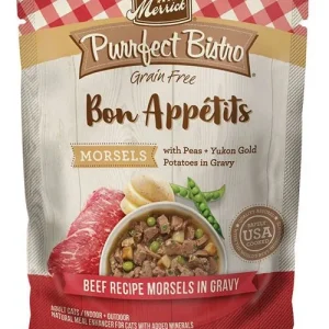 Merrick Purrfect Bistro Bon Appetits Wet Cat Food Topper - Beef Morsels in Gravy, 3 oz each, Case of 24