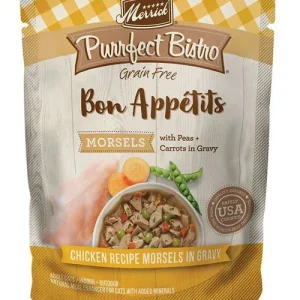 Merrick Purrfect Bistro Bon Appetits Wet Cat Food Topper - Chicken Morsels in Gravy, 3 oz each, Case of 24