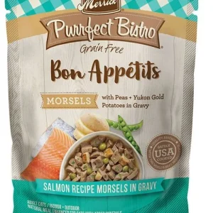 Merrick Purrfect Bistro Bon Appetits Wet Cat Food Topper - Salmon Morsels in Gravy, 3 oz each, Case of 24