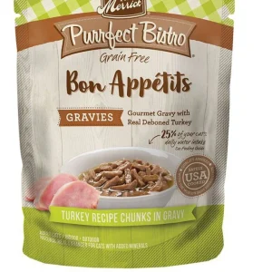 Merrick Purrfect Bistro Bon Appetits Wet Cat Food Topper - Turkey Chunks in Gravy, 3 oz each, Case of 24