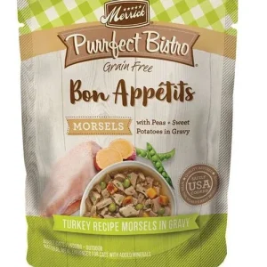 Merrick Purrfect Bistro Bon Appetits Wet Cat Food Topper - Turkey Morsels in Gravy, 3 oz each, Case of 24