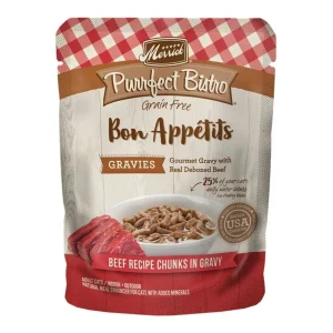 Merrick Purrfect Bistro Grain-Free Gravies Beef Wet Cat Food, 3 oz each, Case of 24