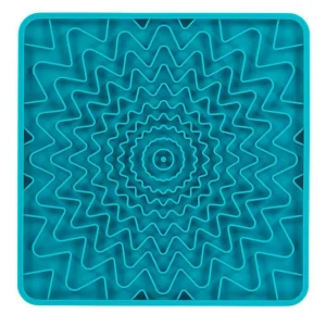 Messy Mutts Dog Framed Silicone Interactive Licking Mat, 10 in x 10 in Blue