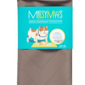 Messy Mutts Dog Silicone Mat Metal Rods, Grey Large