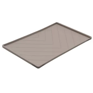Messy Mutts Dog Silicone Mat Metal Rods, Grey Medium