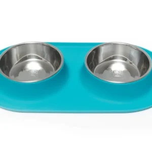 Messy Mutts Double Feeder, Blue 1.5 Cup