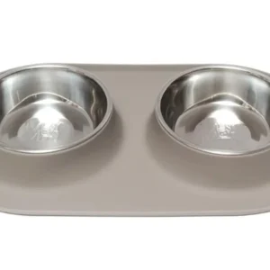 Messy Mutts Double Feeder, Grey 1.5 Cup
