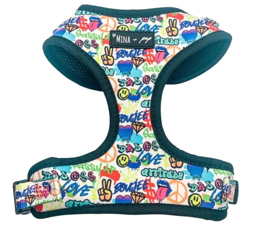 Mina + Pup - Colorful Graffiti Edition Adjustable Dog and Cat Harness