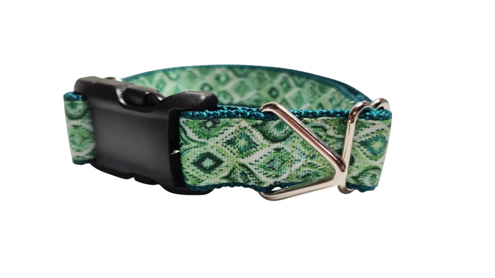 Moroccan Green Pattern Nylon Dog Collar - Image 2