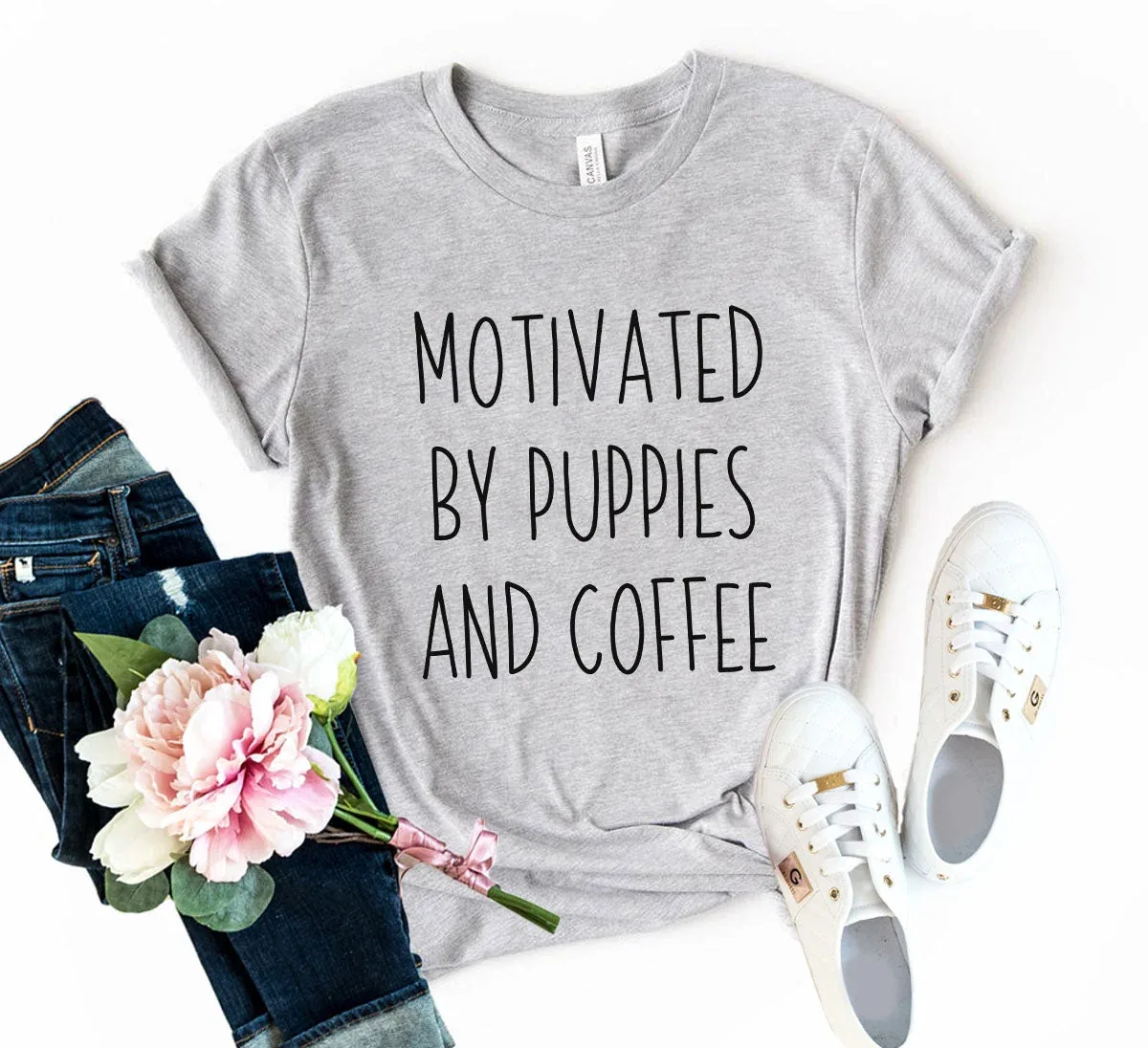 Motivated By Puppies And Coffee T