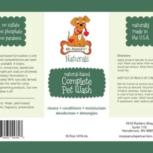 Mr. Peanut's Naturals, 5-in-1 Pet Wash, Organic Dog Shampoo & Conditioner, Defense Against Dandruff, Allergies, & Itchy, Dry, Sensitive Skin
