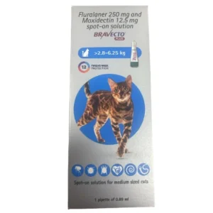 MSD Animal Health Bravecto 250mg (Fluralaner) Spot On Solution for Medium Sized Cats