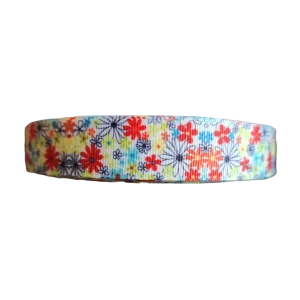 Multicolored Flowers Nylon Dog Collar
