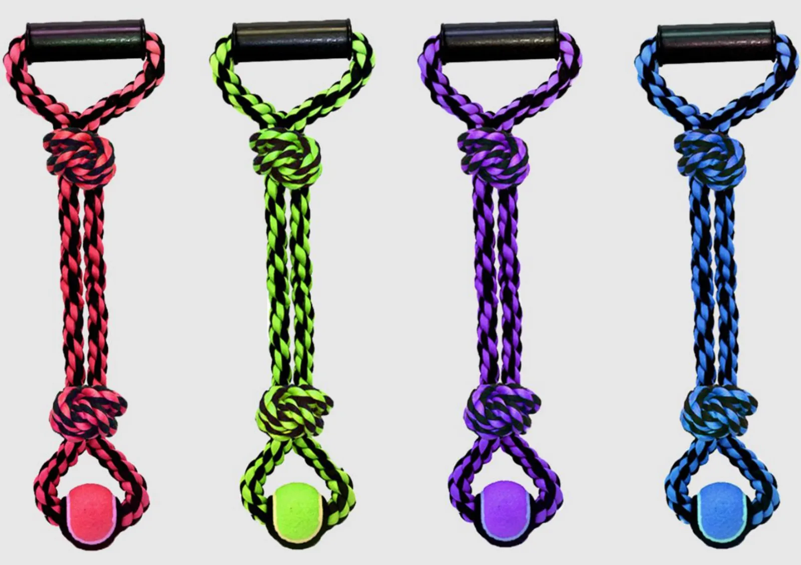 Multipet Nuts for Knots 2Knot Rope Tug Dog Toy With Tennis Ball Assorted, 20 in