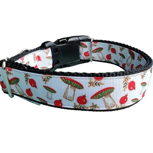 Mushrooms and Berries Nylon Dog Collar