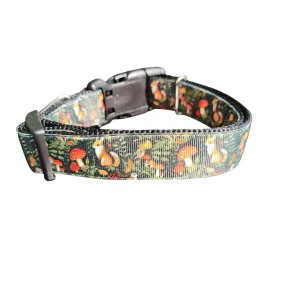 Mushrooms and Foxes Nylon Dog Collar