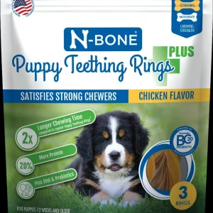 N-Bone Puppy Teething Ring Chewy Dog Treats Plus Chicken - 3 Pack