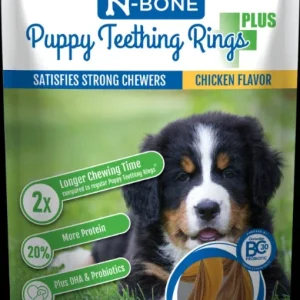 N-Bone Puppy Teething Ring Chewy Dog Treats Plus Chicken - 7 Pack