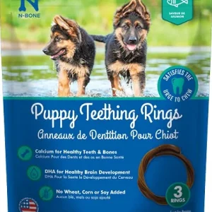 N-Bone Puppy Teething Ring Chewy Dog Treats Salmon - 3 Pack