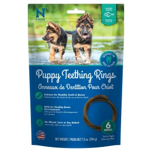 N-Bone Puppy Teething Ring Chewy Dog Treats Salmon - 6 Pack