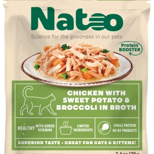 Natoo Meal Topper for Cats Chicken, Sweet Potato, Broccoli in Broth 20ea/2.4 oz