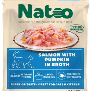Natoo Meal Topper for Cats Salmon w/Pumpkin in Broth 20ea/2.4 oz