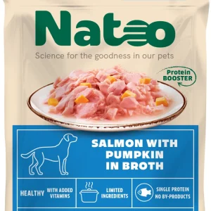 Natoo Meal Topper for Dogs Salmon w/Pumpkin in Broth 20ea/3 oz