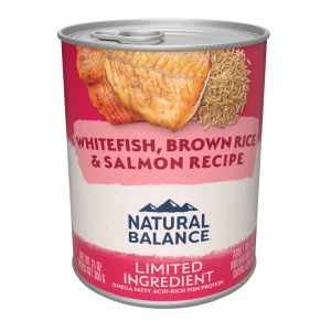 Natural Balance Pet Foods Limited Ingredient Canned Dog Food Whitefish, Brown Rice & Salmon 12ea/13 oz