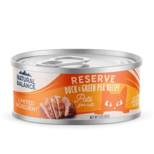 Natural Balance Pet Foods Limited Ingredient Pate Canned Cat Food RESERVE Duck & Green Pea 24ea/3 oz