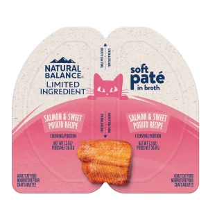 Natural Balance Pet Foods Limited Ingredient Soft Pate in Broth Wet Cat Food Salmon & Sweet Potato 10ea/2.6 oz
