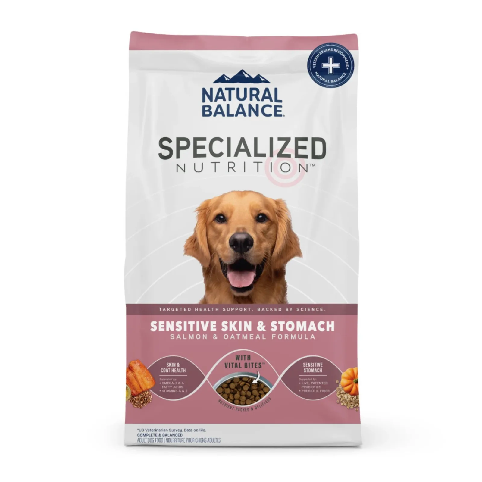 Natural Balance Pet Foods Specialized Sensitive Skin Stomach Dry Dog Food Salmon Oatmeal, 3.5 lb