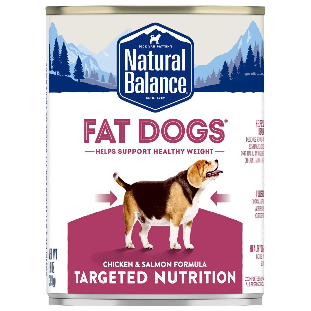 Natural Balance Pet Foods Targeted Nutrition Fat Dogs Chicken and Salmon Can Dog Food 12ea/13 oz