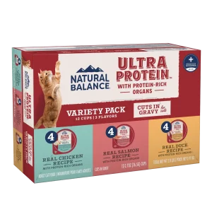 Natural Balance Pet Foods Ultra Protein Cuts in Gravy Wet Cat Food Variety Pack (Chicken, Salmon, Duck) 2.7 oz