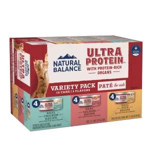 Natural Balance Pet Foods Ultra Protein Pate Canned Cat Food Variety Pack (Chicken, Salmon, Duck) 2.8 oz