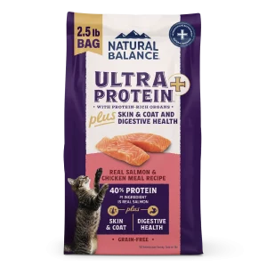 Natural Balance Pet Foods Ultra Protein Plus Skin/Coat/Digestive Health Dry Cat Food Salmon & Chicken 2.5 lb