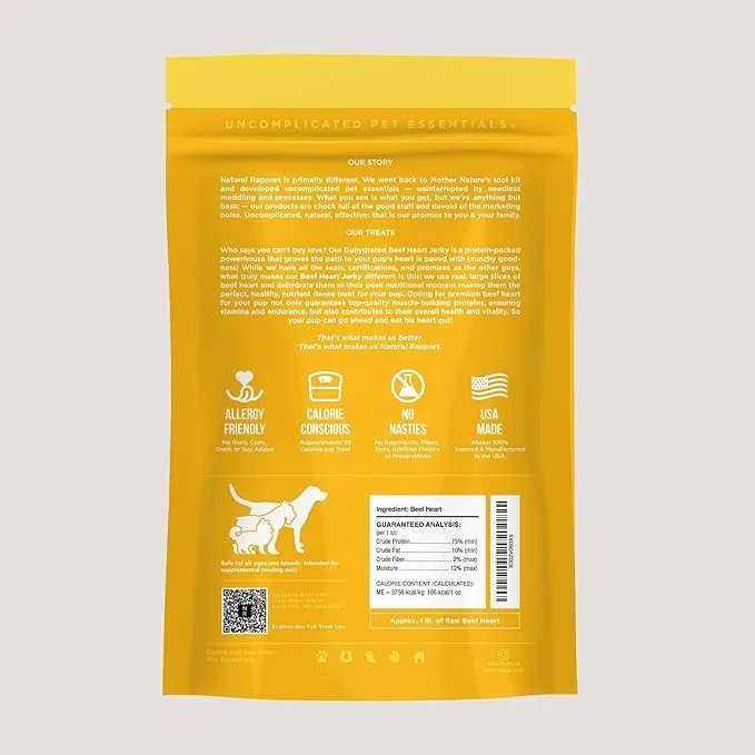 Natural Rapport The Only Dehydrated Beef Heart Jerky Dogs Need (4oz) - Image 2
