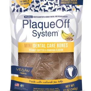 NaturVet Proden PlaqueOff System Dental Care Mini Dog Bones Peanut Butter & Banana 20 ct