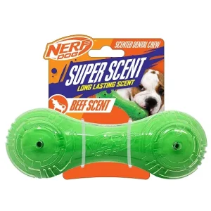 Nerf Dog Super Scent Meat Barbell Interactive Toy for Dogs (Green)