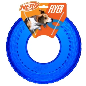 Nerf Dog Translucent Tire Flyer TPR Toy for Dogs (Blue)