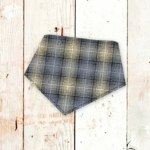 "Neutral Grey Plaid FLANNEL" Dog Bandana