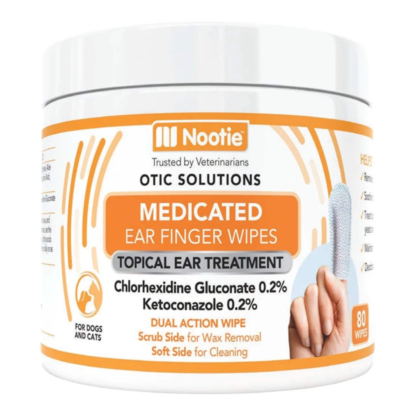 Nootie Dog Medicated Ear Finger Wipes, 80-Count
