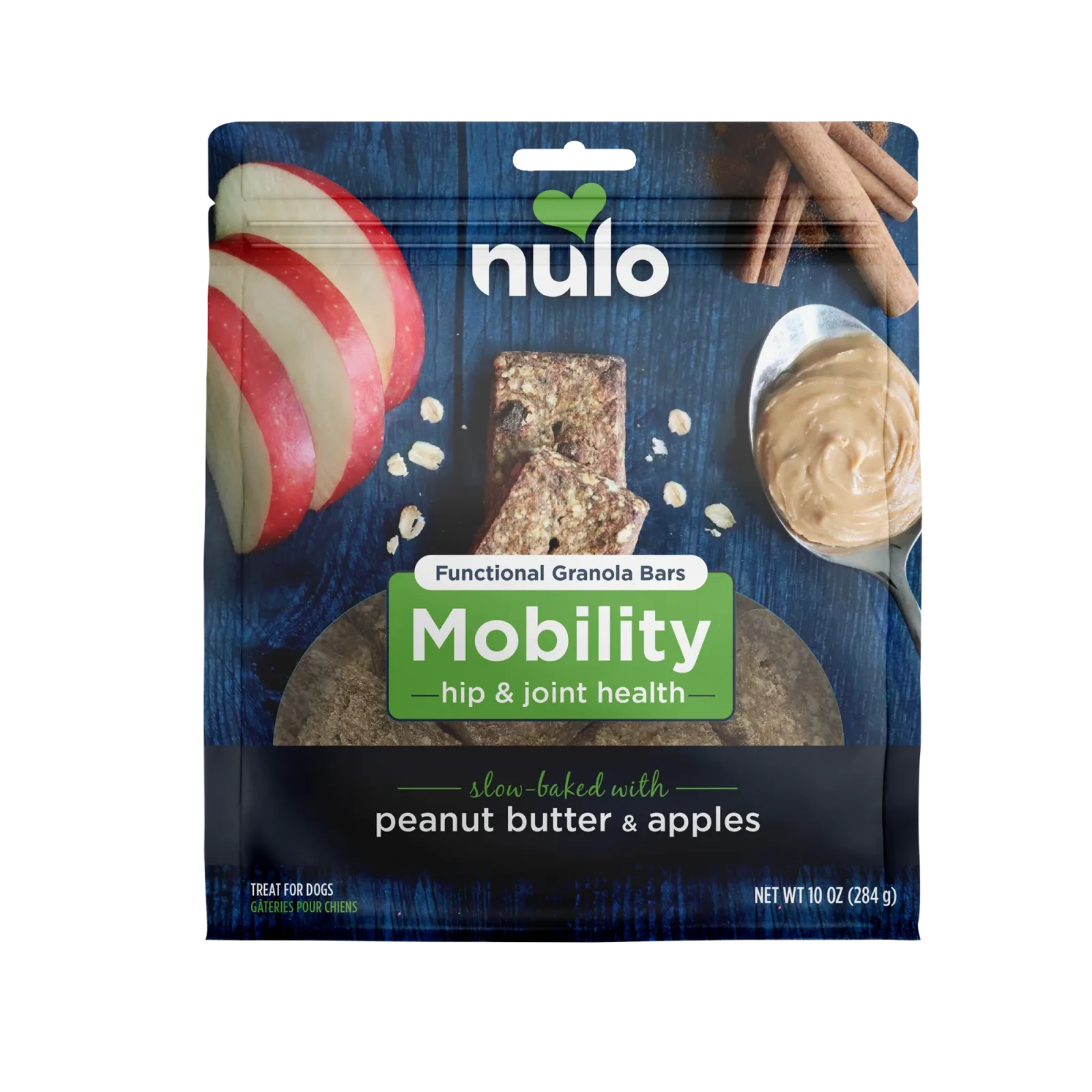 Nulo Functional Granola Bar Mobility Hip & Joint Health Dog Treats Peanut Butter & Apples 10 oz