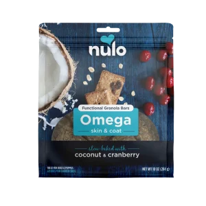 Nulo Functional Granola Bar Omega Skin & Coat Dog Treats Coconut & Cranberry 10 oz