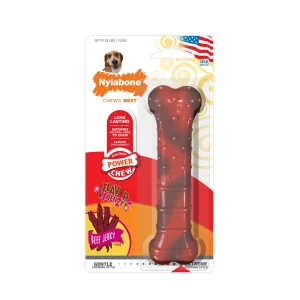 Nylabone Flavor Frenzy Power Chew Durable Dog Chew Toy Beef Jerky, Medium/Wolf up to 35 lb. 1 ct