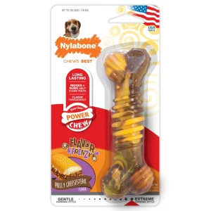 Nylabone Flavor Frenzy Power Chew Durable Dog Chew Toy Philly Cheesesteak, Medium/Wolf up to 35 lb 1 ct