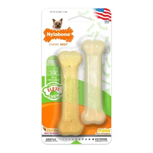 Nylabone FlexiChew Bone Dog Chew Toys Chicken X-Small/Petite - up to 15 lb