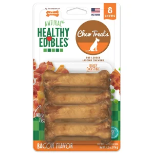 Nylabone Healthy Edibles All-Natural Long-Lasting Dog Chew Treats Bacon, X-Small/Petite up to 15 lb 8 ct