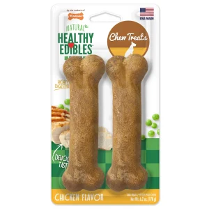 Nylabone Healthy Edibles All-Natural Long-Lasting Dog Chew Treats Chicken, Medium/Wolf up to 35 lb 2 ct