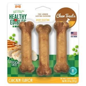 Nylabone Healthy Edibles All-Natural Long-Lasting Dog Chew Treats Chicken, Small/Regular up to 25 lb. 3 ct